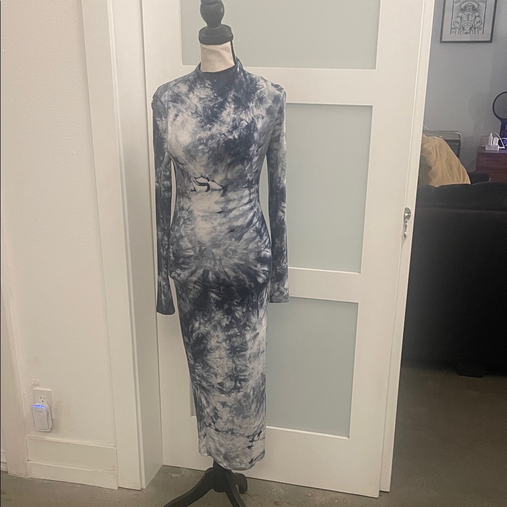 Lovers + Friends Navy and White Long Sleeve Dress